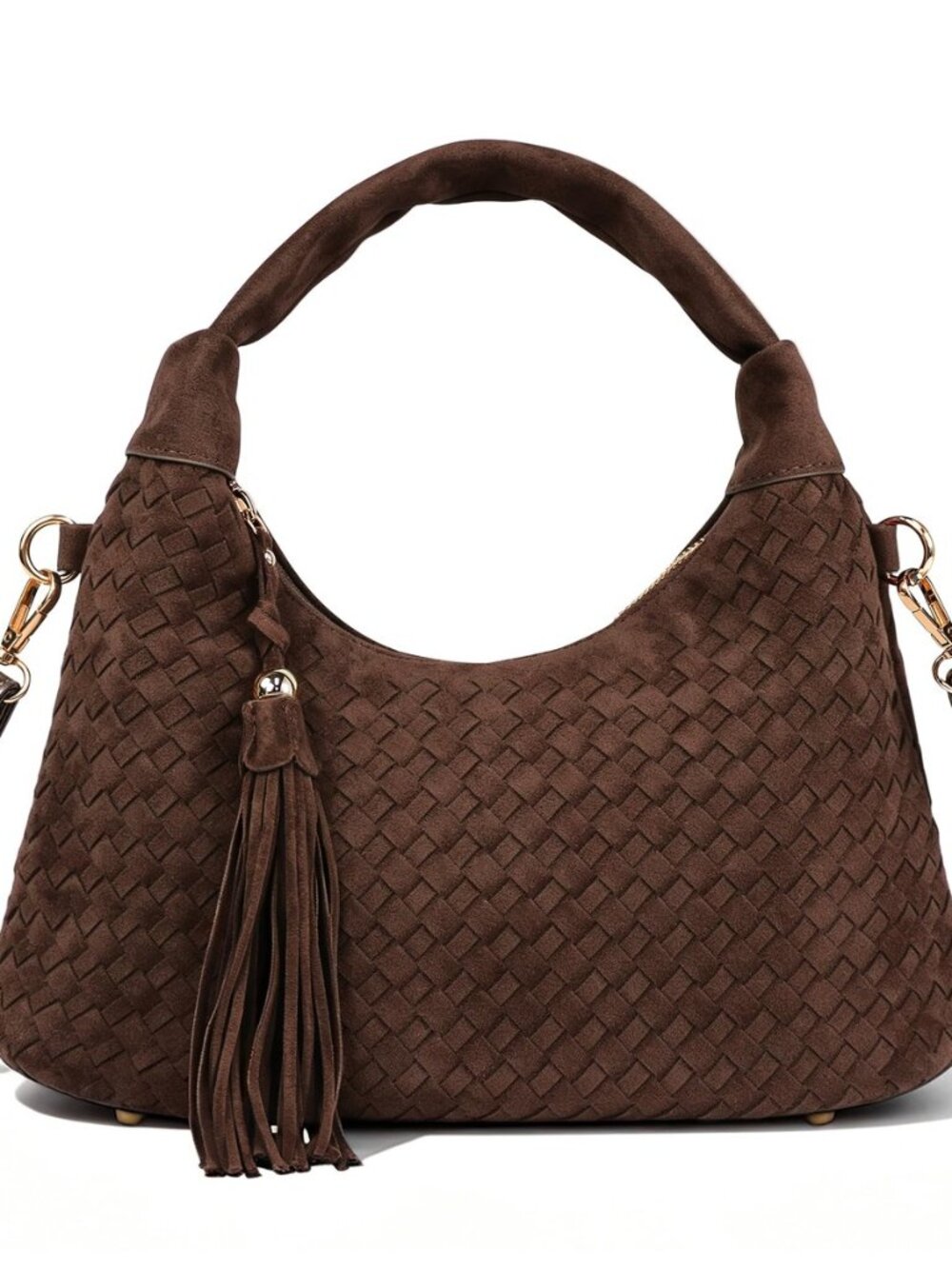 Woven Shoulder Bag for Women, Vintage Hobo Purse with Tassel